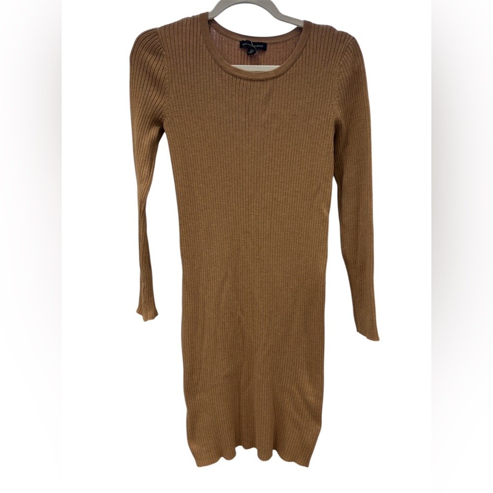 Saks Fifth Avenue Tan Long Sleeve Knit Dress